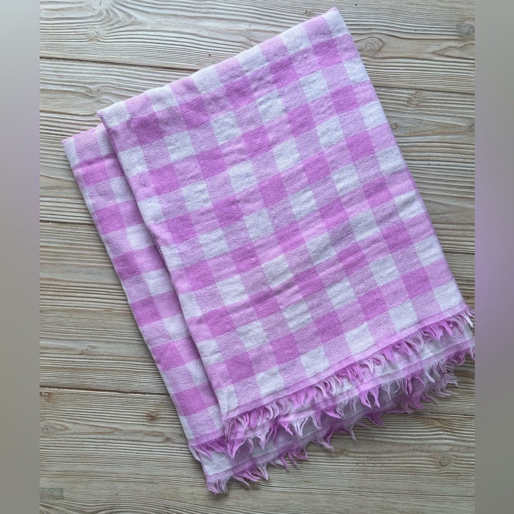J.Crew Wool-Modal Scarf – Pink Gingham & Solid Peony| Excellent Condition